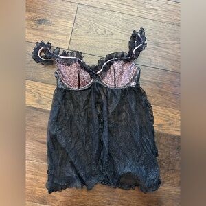 Victoria Secret Pink/ Black Lace Lingerie - 36C